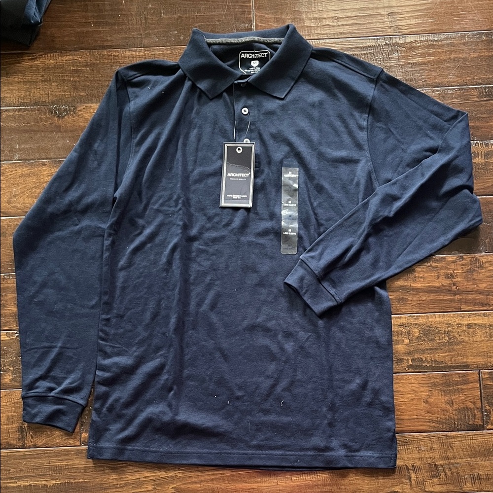 Architect Dark Blue Men's Long Sleeve  Polo Shirt